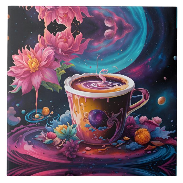 Azulejo De Cerâmica Galaxy Garden Coffee Art (Frente)