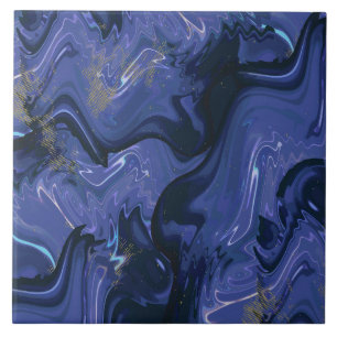 Azulejo De Cerâmica Galaxy Swirl Blue Glitter Abstrato Padrão cósmico