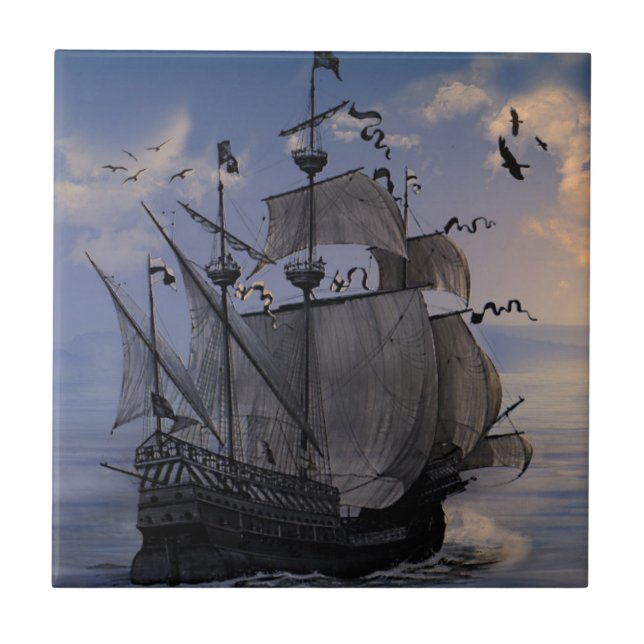 Azulejo De Cerâmica Galeão a Toda a Vela (Frente)