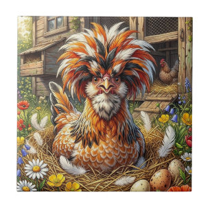 Azulejo De Cerâmica Galeria Caprichosa de Frango Polonês Laranja e Bra