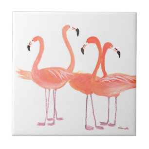 Azulejo De Cerâmica Galinha rosa flamingos, cor-de-água cúbica Cozin