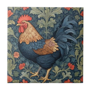 Azulejo De Cerâmica Galinha William Morris estilo Esquerdo virado para