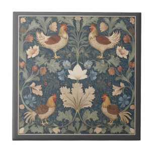 Azulejo De Cerâmica Galinhas William Morris estilo Vintage Chicken