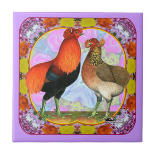 Azulejo De Cerâmica Galinheiros Araucana Art Nouveau