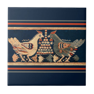 Azulejo De Cerâmica Galo da Galinha da Vintage - Azul Escuro