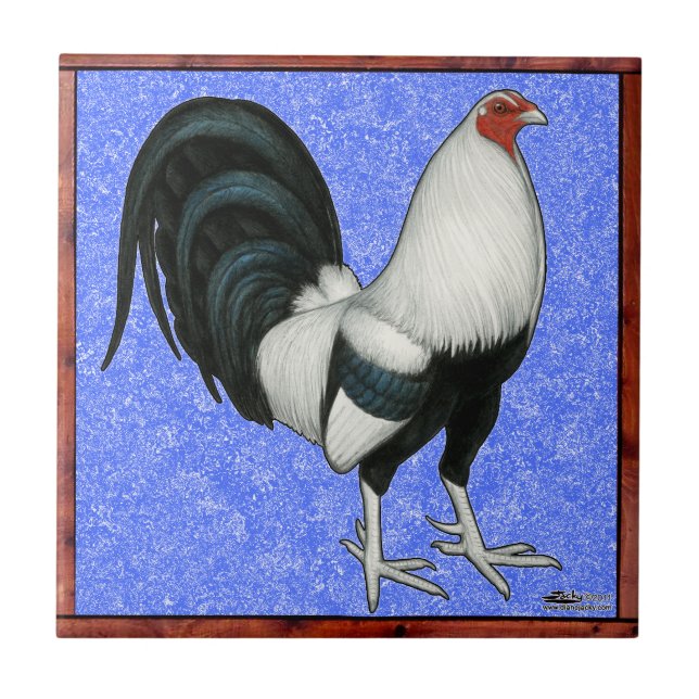 Azulejo De Cerâmica Galo de briga emoldurado (Frente)