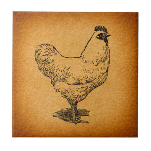 Azulejo De Cerâmica Galo de Vintagem de Fazendas de frango