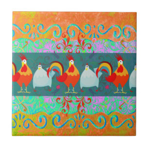 Azulejo De Cerâmica Galo Engraçado, Fazenda De Frango Engraçado, Pre