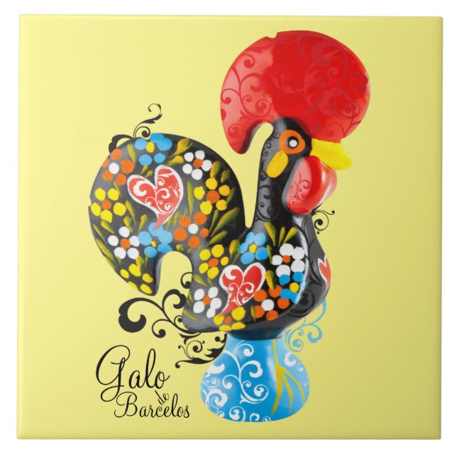 Azulejo De Cerâmica Galo famoso de Barcelos #06 - edição floral (Frente)