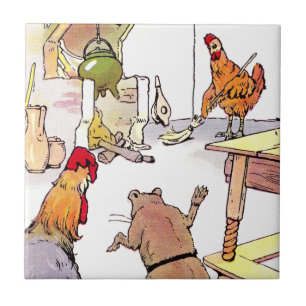 Azulejo De Cerâmica Galo, rato & galinha na cozinha