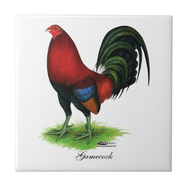 Azulejo De Cerâmica Gamecock:  Escuro - vermelho (Frente)