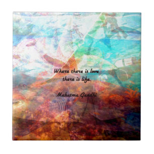 Azulejo De Cerâmica Gandhi - Citação Inspiracional sobre Amor, Vida e 