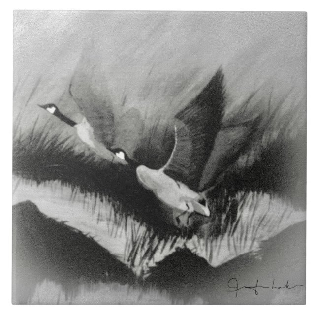 Azulejo De Cerâmica Gansos na Mist (Frente)