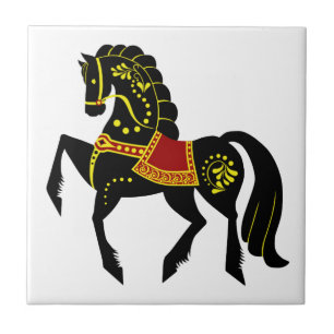 Azulejo De Cerâmica Garanhão-do-povo-frísia/beleza negra, cavalo negro