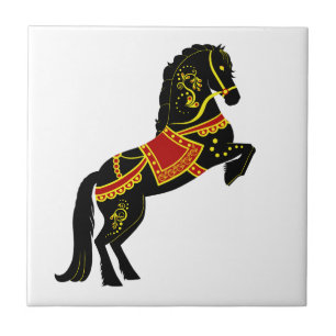 Azulejo De Cerâmica Garanhão-do-povo-frísia/beleza negra, cavalo negro