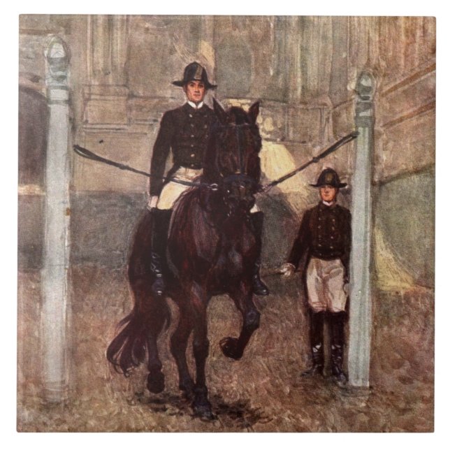 Azulejo De Cerâmica Garanhão Piaffe de Lipizzan da baía (Frente)