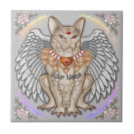 Azulejo De Cerâmica Gargula de Gato Joia
