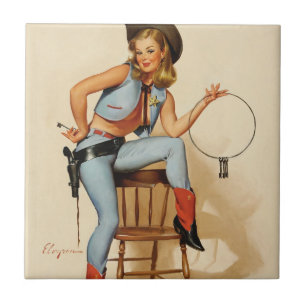 Azulejo De Cerâmica Garota do Pin-up