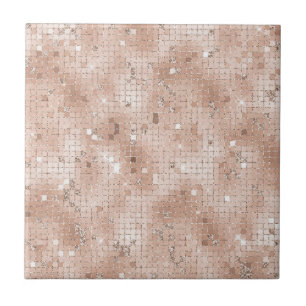 Azulejo De Cerâmica Garota Dusty Rosa Pink Padrão Glam Bling Chic