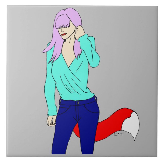 Azulejo De Cerâmica garota foxy (Frente)