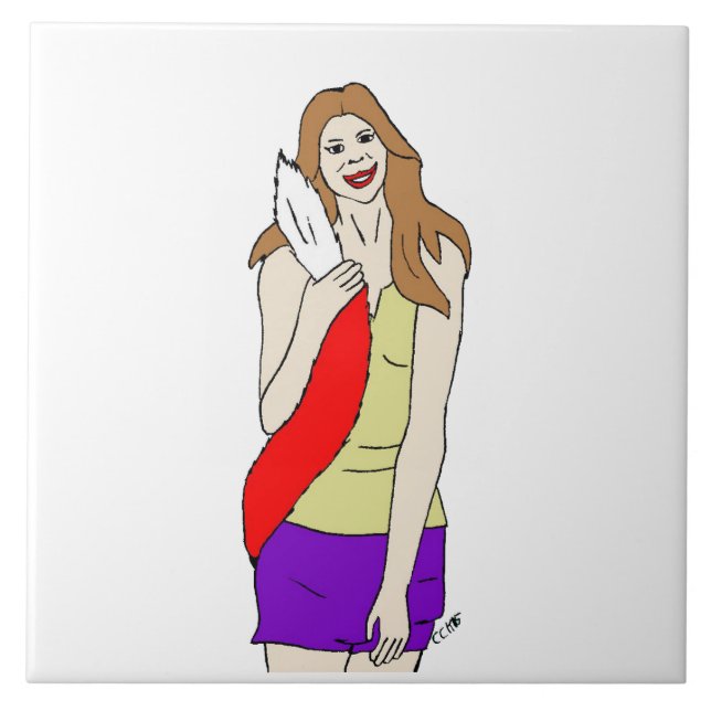 Azulejo De Cerâmica garota foxy (Frente)