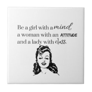 Azulejo De Cerâmica Garota, mulher, citação de Lady