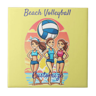 Azulejo De Cerâmica Garotas de Voleibol de Praia Thunder_Cove