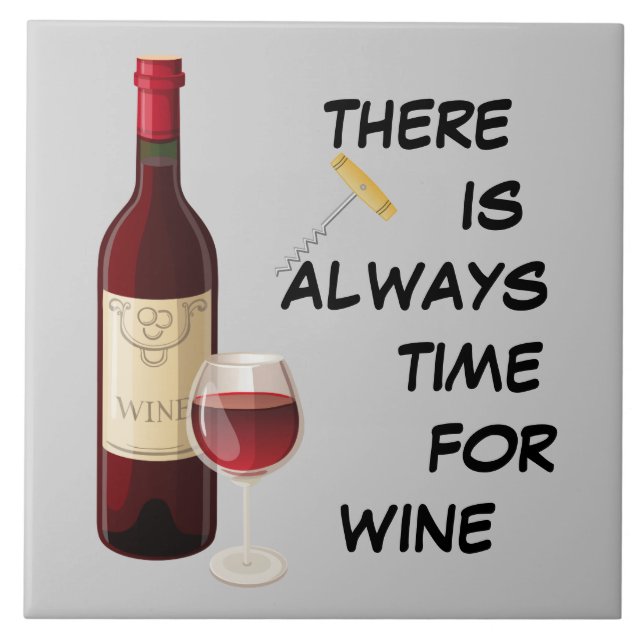 Azulejo De Cerâmica Garrafa e vidro de vinho animado (Frente)