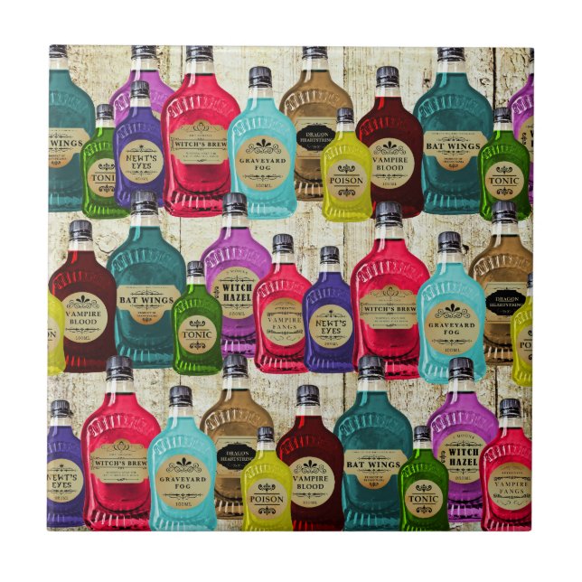 Azulejo De Cerâmica Garrafas do tónico do Apothecary da poção mágica (Frente)