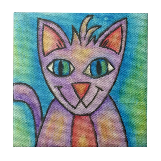 Azulejo De Cerâmica Gata Rosa Roxa (Frente)
