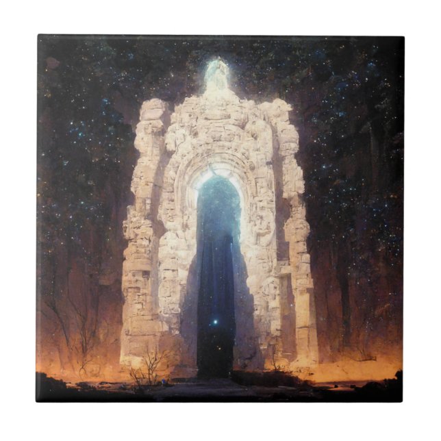 Azulejo De Cerâmica Gate To Eternity Fantasy Sci-Fi Art (Frente)
