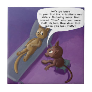 Azulejo De Cerâmica Gatinho Fofo na Terapia Cartoon Engraçado de Gato