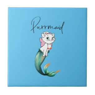Azulejo De Cerâmica Gatinho Gato-Purê - Design de Gato-Sereia Divertid