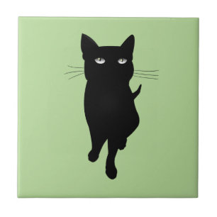 Azulejo De Cerâmica Gatinho gótico de gato preto