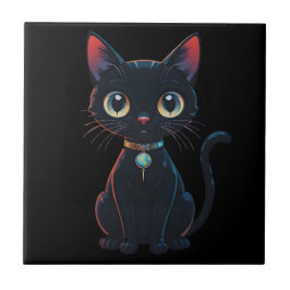 Azulejo De Cerâmica Gatinho Preto Pouco Assustador