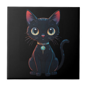 Azulejo De Cerâmica Gatinho Preto Pouco Assustador