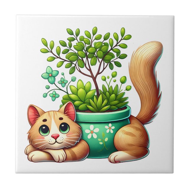 Azulejo De Cerâmica Gato Caprichoso  (Frente)
