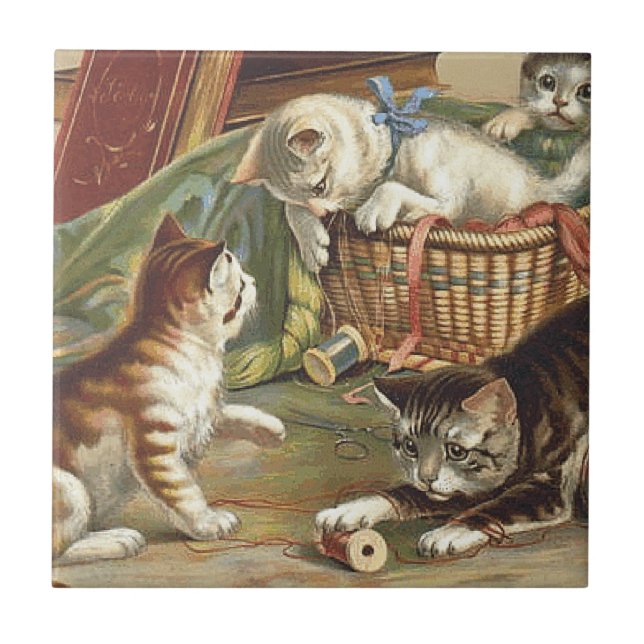 Azulejo De Cerâmica Gato curioso do T (Frente)