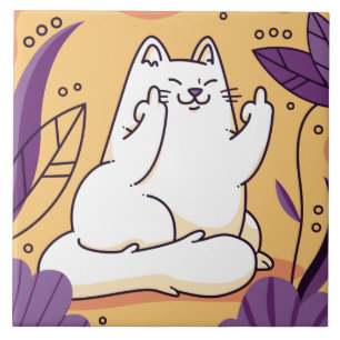 Azulejo De Cerâmica Gato dando o dedo