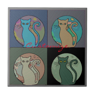 Azulejo De Cerâmica Gato De Gato Múltiplos Gatos Sentando Thunder_Cov