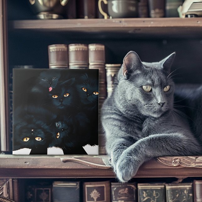 Azulejo De Cerâmica Gato de Gato Negro (Criador carregado)