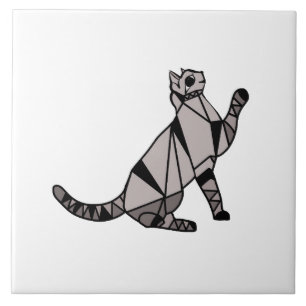 Azulejo De Cerâmica Gato de Gráfico Preto Na moda Moderno