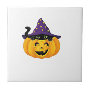 Azulejo De Cerâmica Gato de Halloween no Abóbora � Adesivo de Gatinho