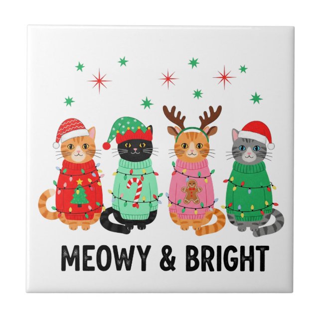 Azulejo De Cerâmica Gato de Natal (Frente)