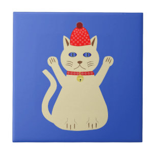 Azulejo De Cerâmica Gato de Natal bonito