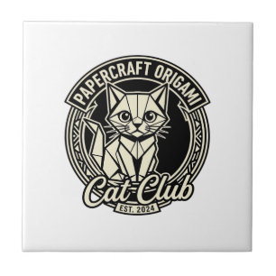 Azulejo De Cerâmica Gato de origami de papelaria engraçado - Papelaria