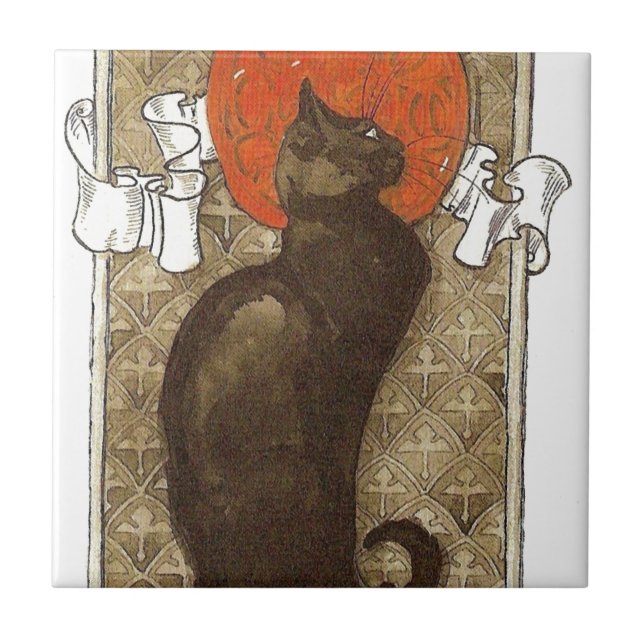 Azulejo De Cerâmica Gato de Steinlein - Art Nouveau (Frente)