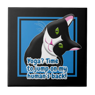 Azulejo De Cerâmica Gato de Yoga Engraçado
