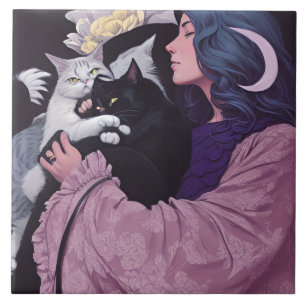 Azulejo De Cerâmica Gato Deusa