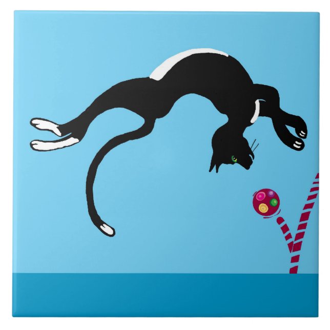 Azulejo De Cerâmica gato e bola (Frente)